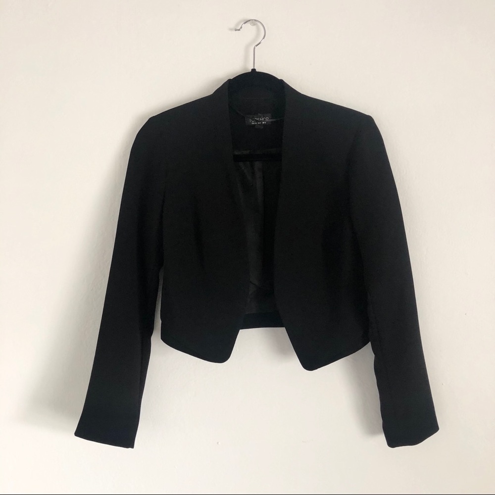Topshop Crop Padded Blazer, Black